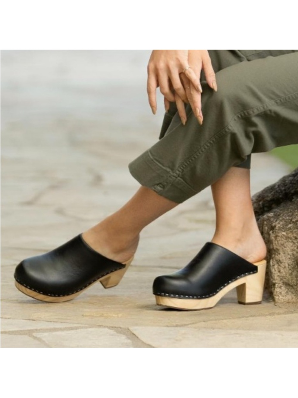 Nisolo || ‘All Day’ Heeled Leather Mule Clogs